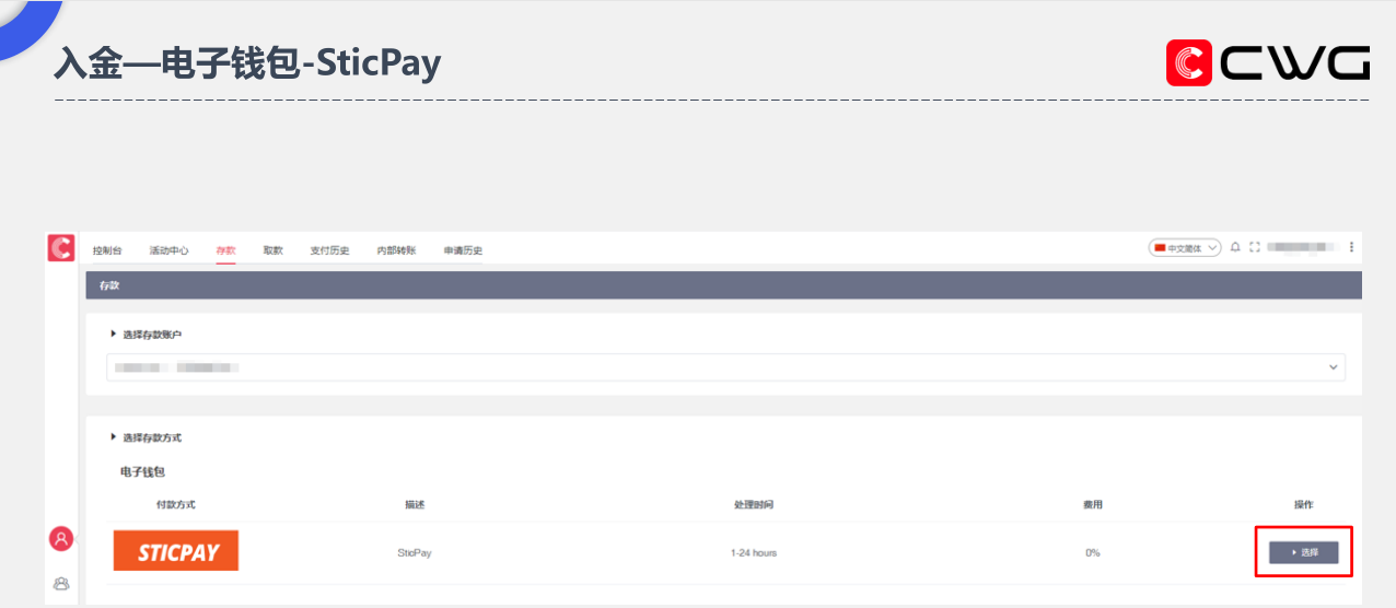 CWG Markets外汇平台出入金及内部转账流程详解