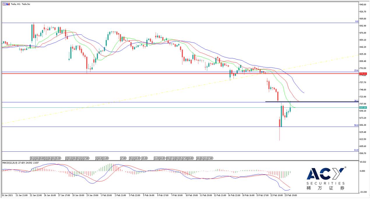 【ACY稀万证券】特斯拉与比特币同跌，双双触及技术面重要支撑