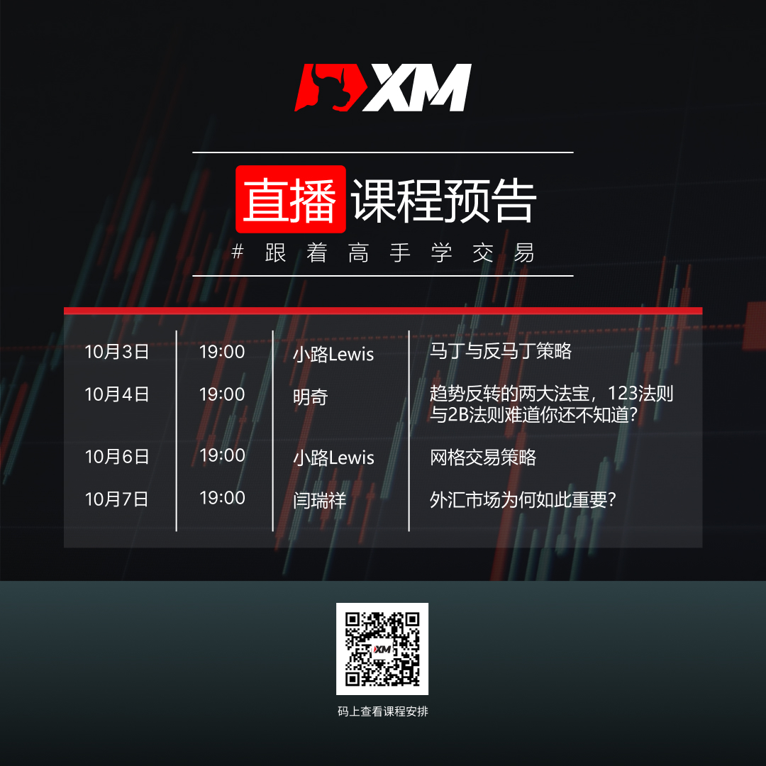 XM外汇平台中文在线直播课程，本周预告（10/3-10/7）