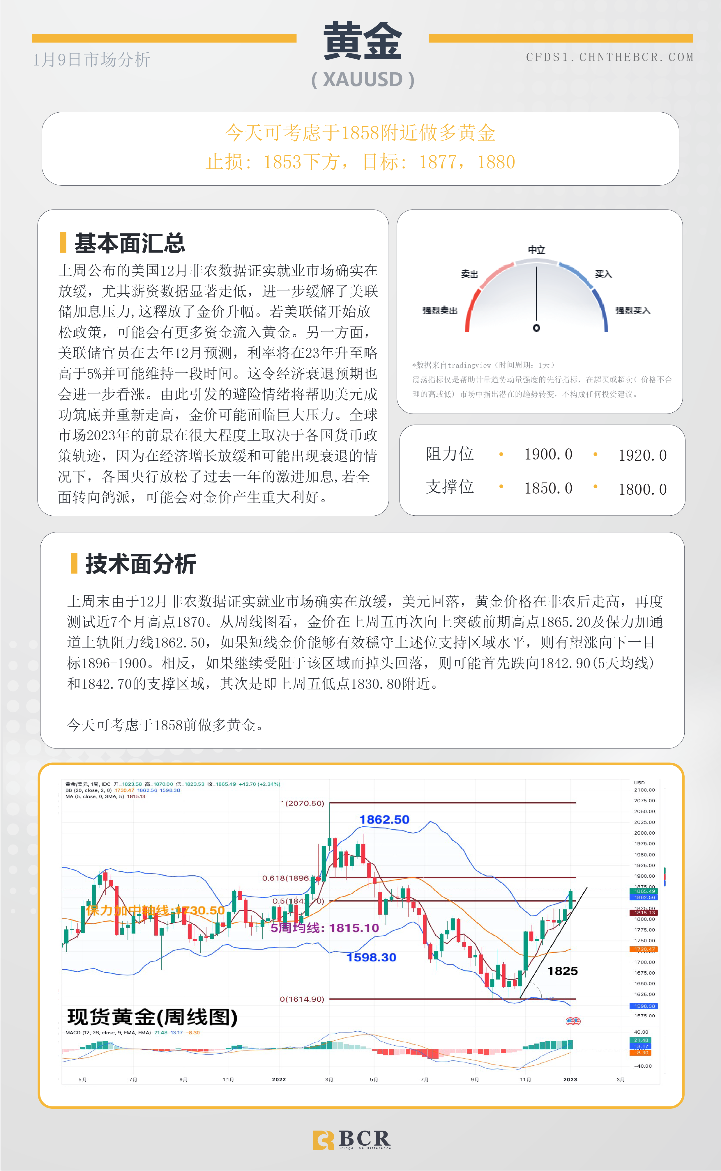 BCR每日早评及分析- 2023年1月9日