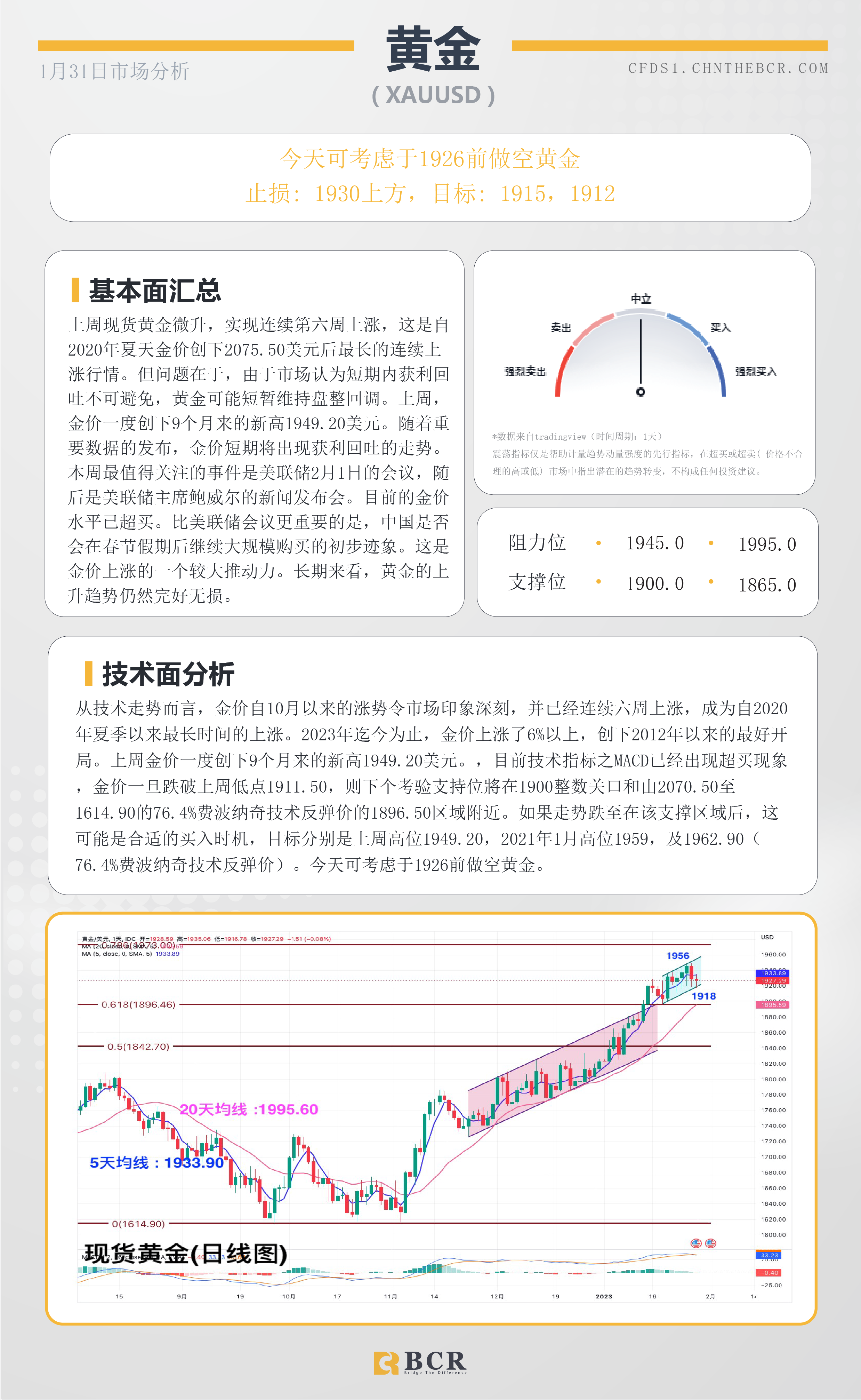 BCR每日早评及分析- 2023年1月31日