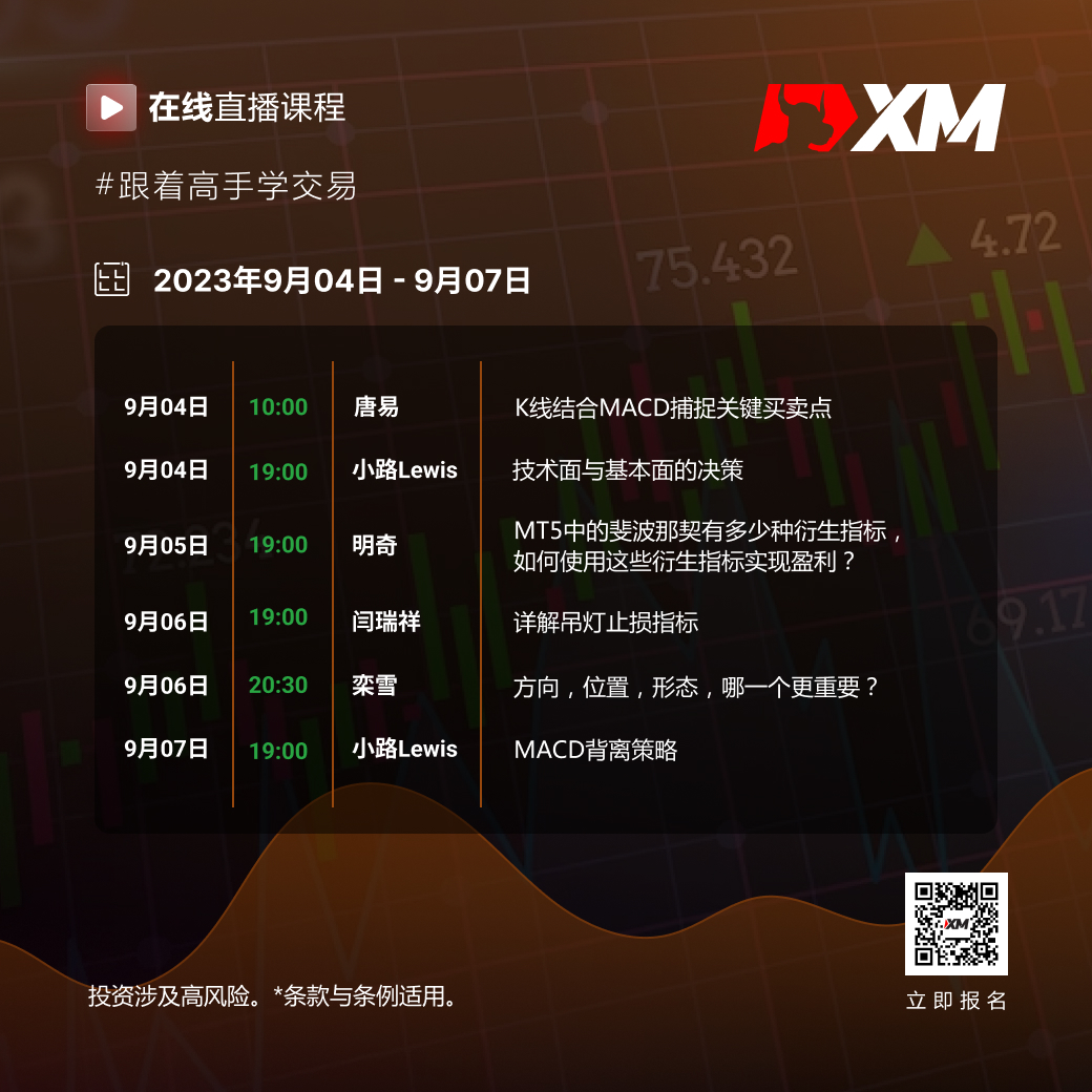 |XM| 中文在线直播课程，本周预告（9/4-9/7）