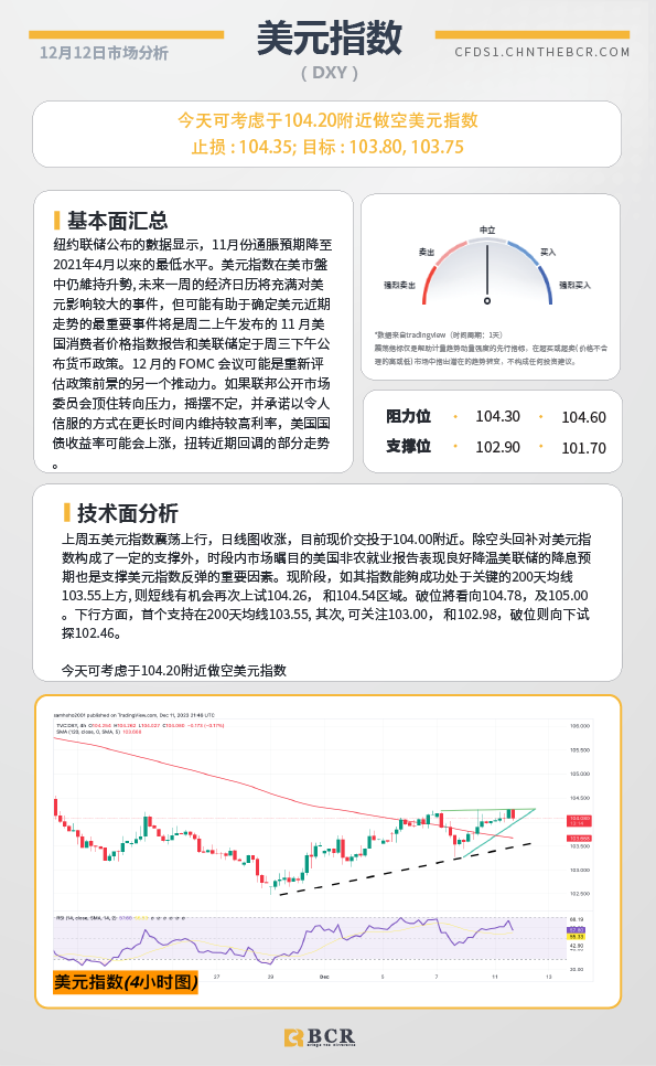 BCR每日早评及分析-2023年12月12日