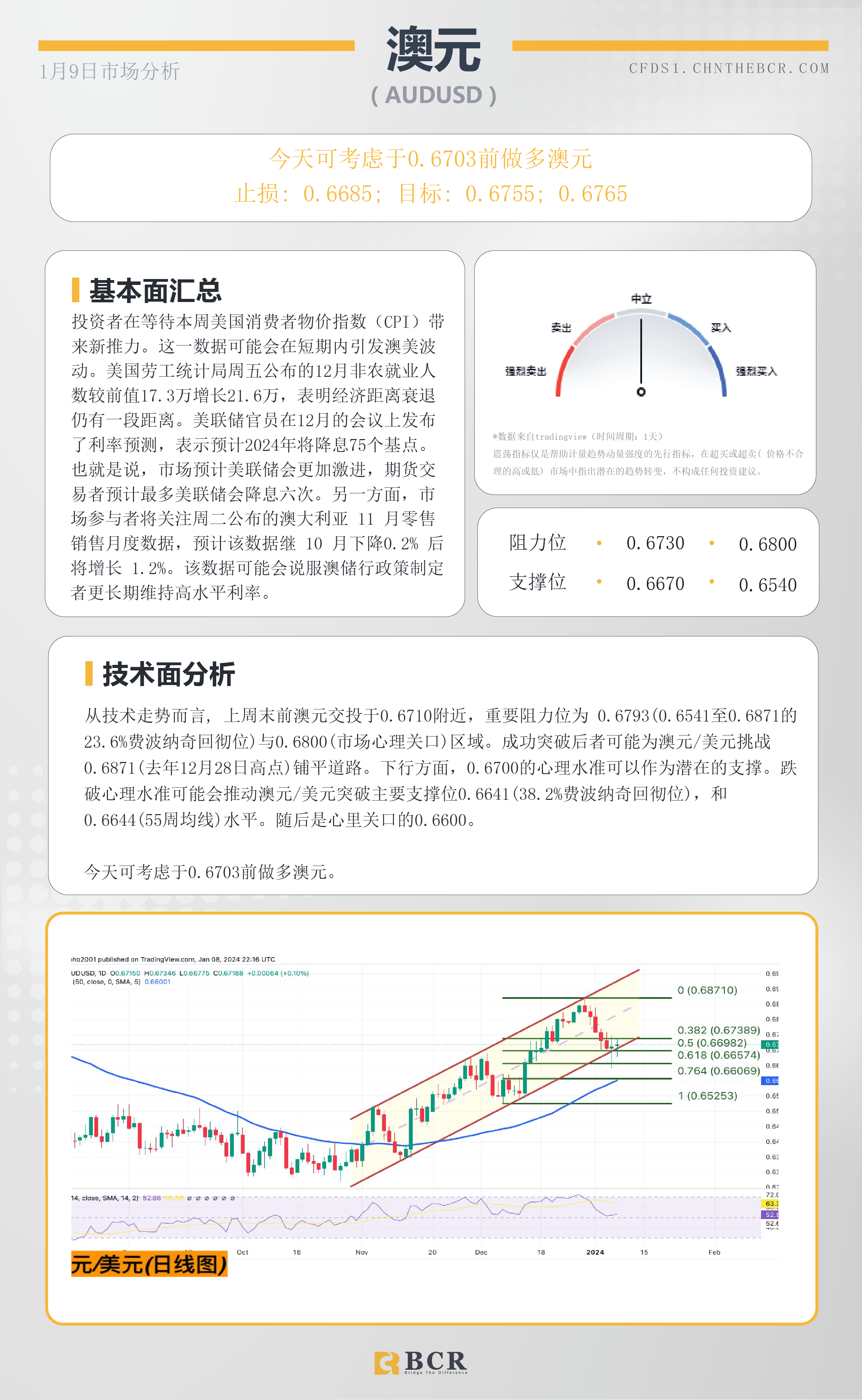 BCR每日早评及分析-2024年1月9日