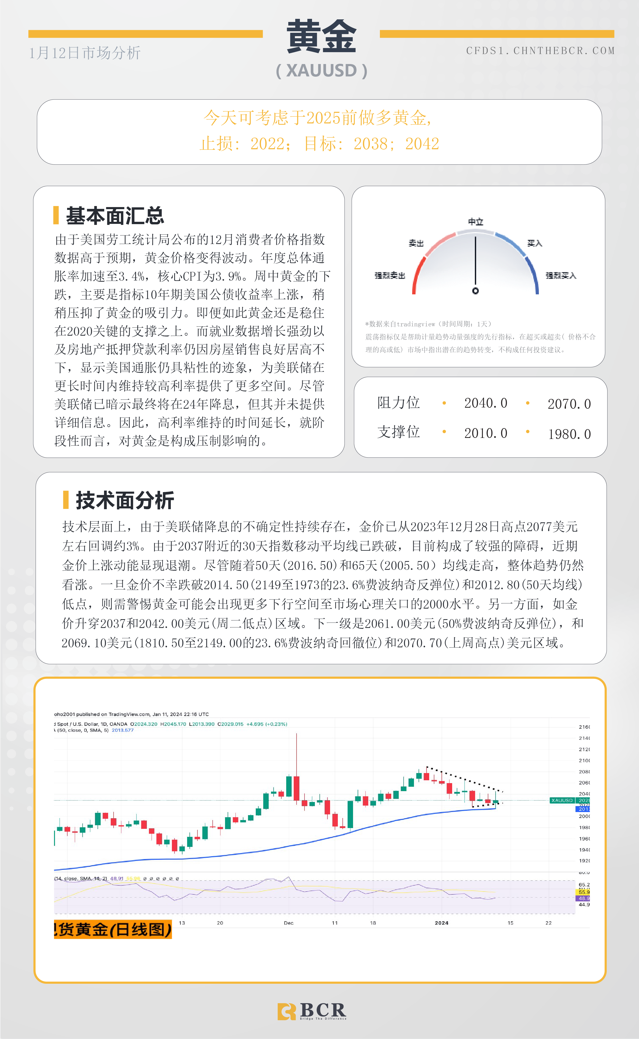 BCR每日早评及分析-2024年1月11日