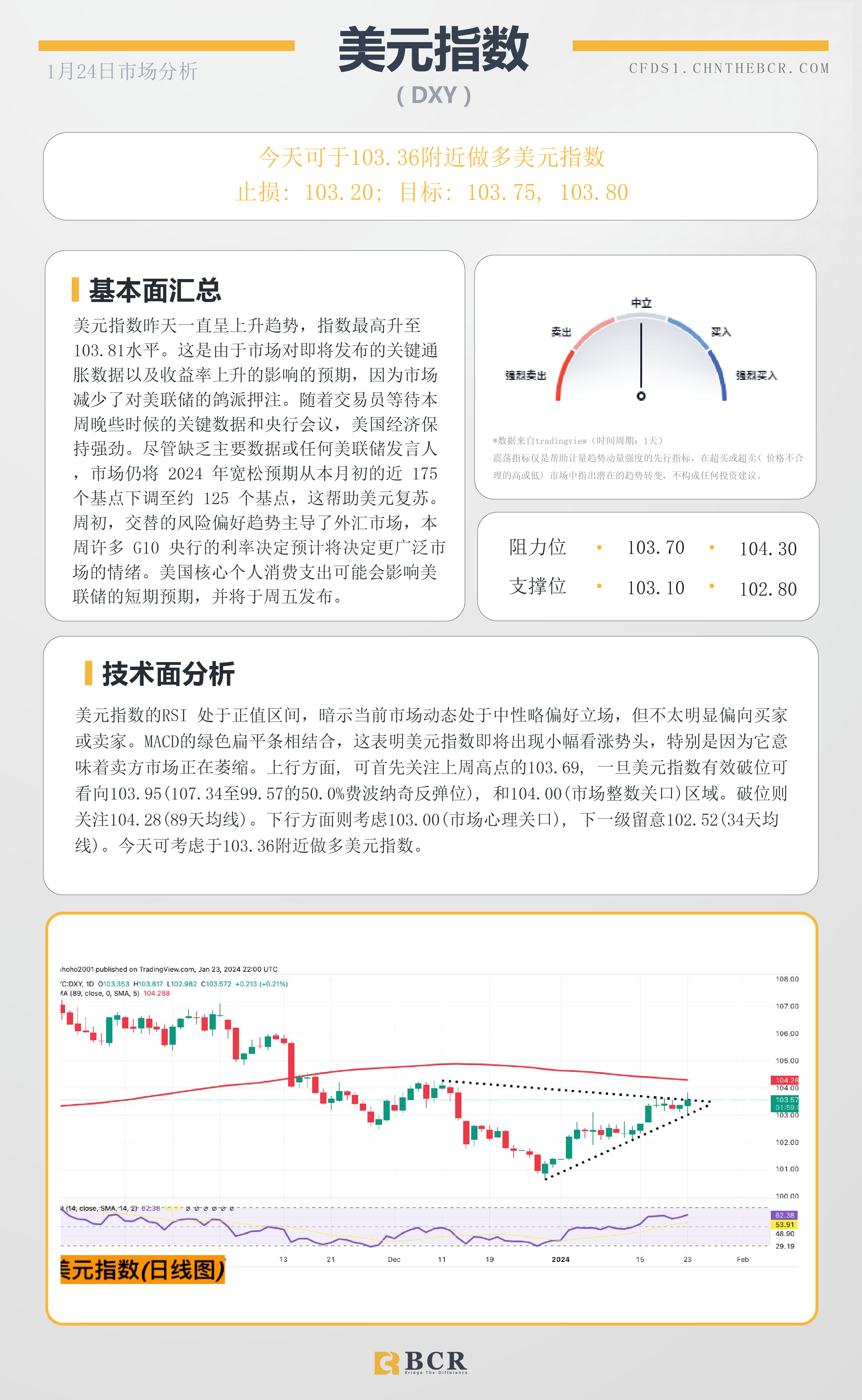 BCR每日早评及分析-2024年1月24日