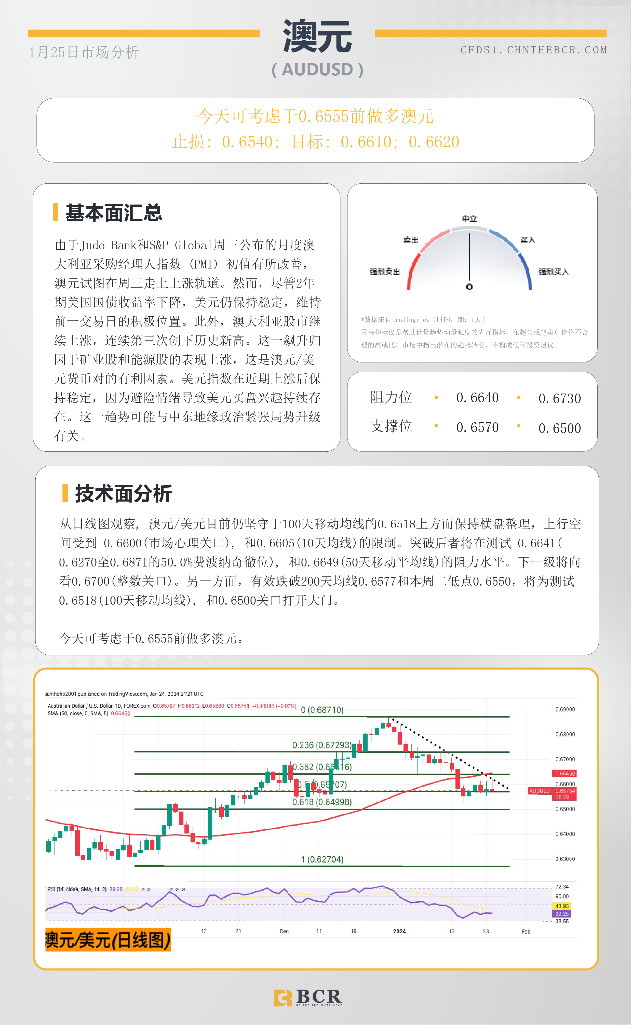 BCR每日早评及分析-2024年1月25日