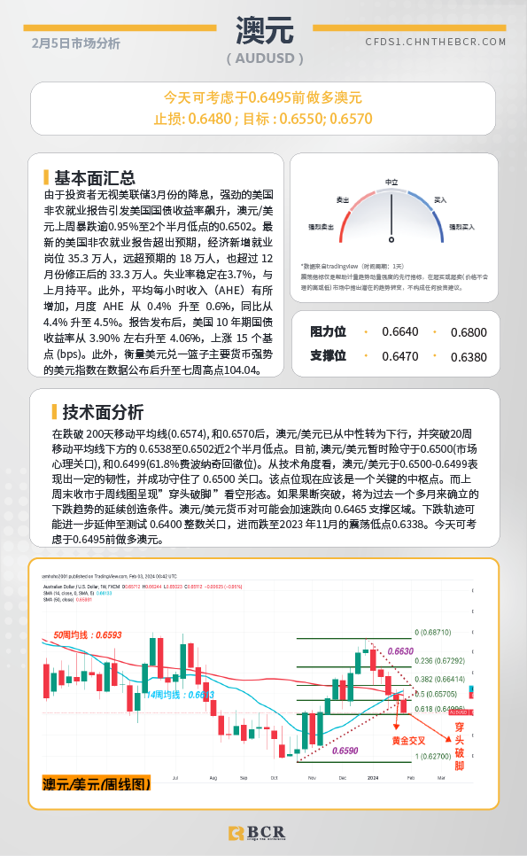 BCR每日早评及分析-2024年2月5日