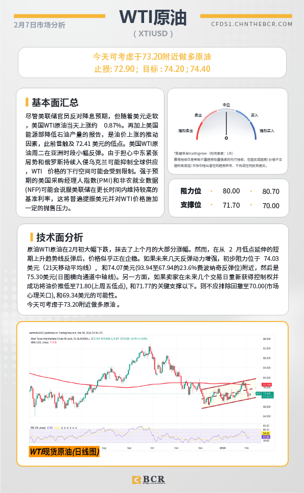 BCR每日早评及分析-2024年2月7日