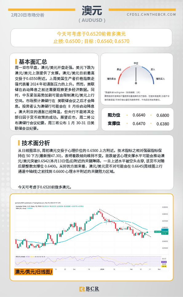  BCR每日早评及分析-2024年2月20日