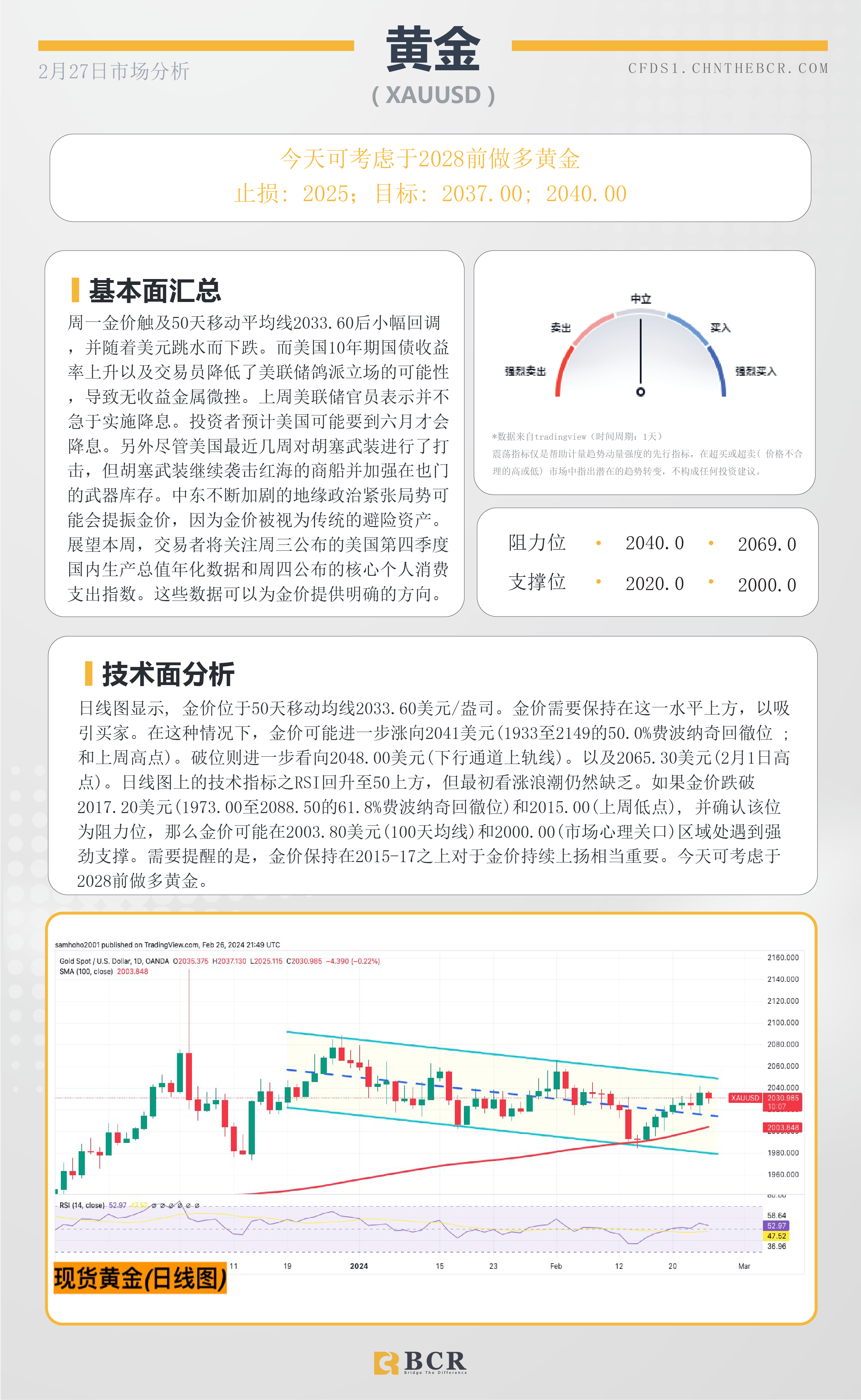 BCR每日早评及分析-2024年2月27日