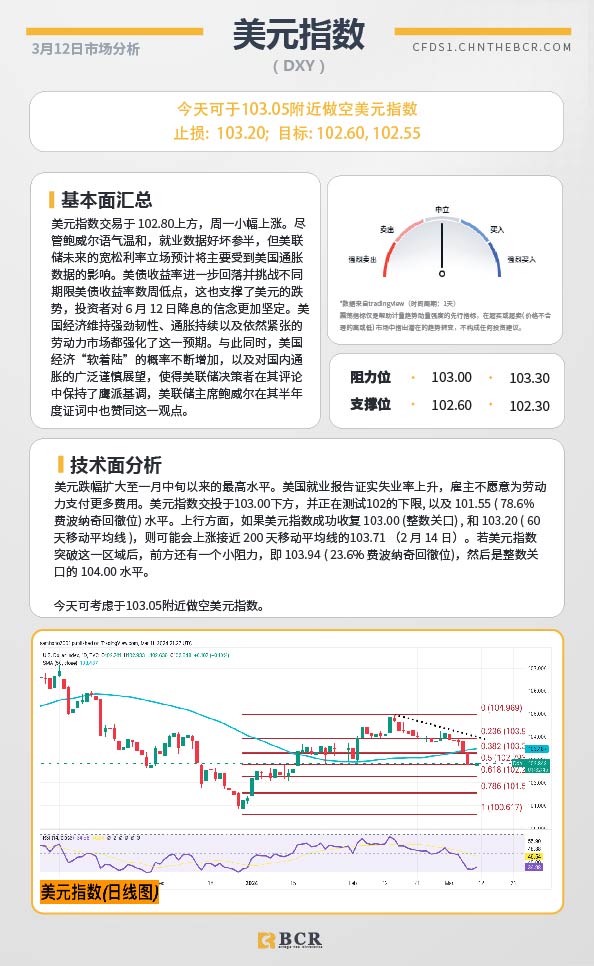 BCR每日早评及分析-2024年3月12日