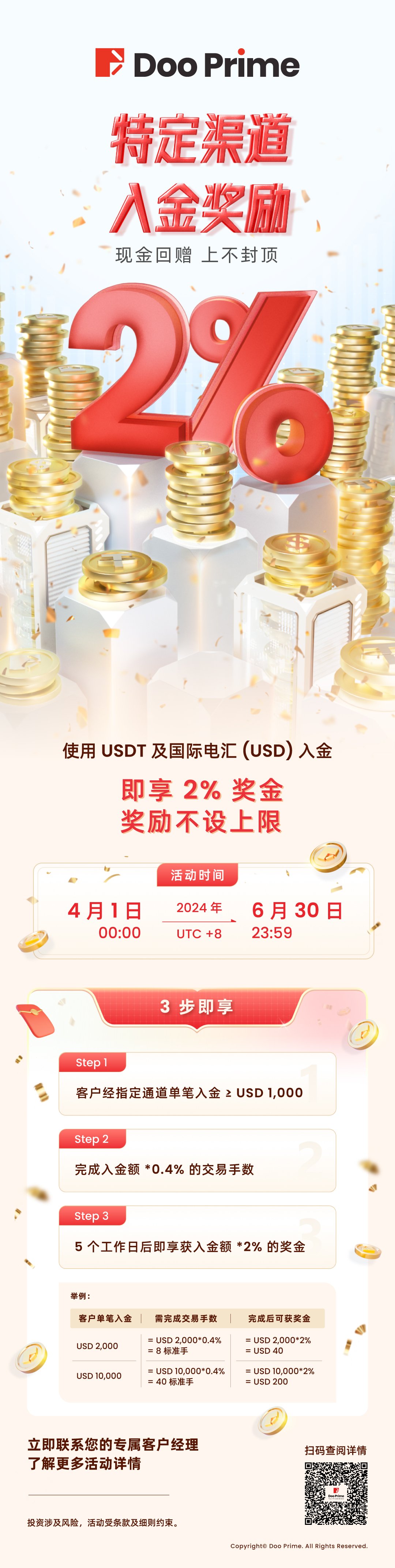 精彩活动 | Doo Prime 2%入金奖励重磅回归 现金奖励上不封顶 