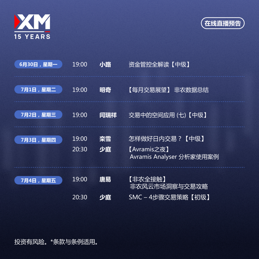 |XM| 中文在线直播讲座，本周预告（6/30-7/4）
