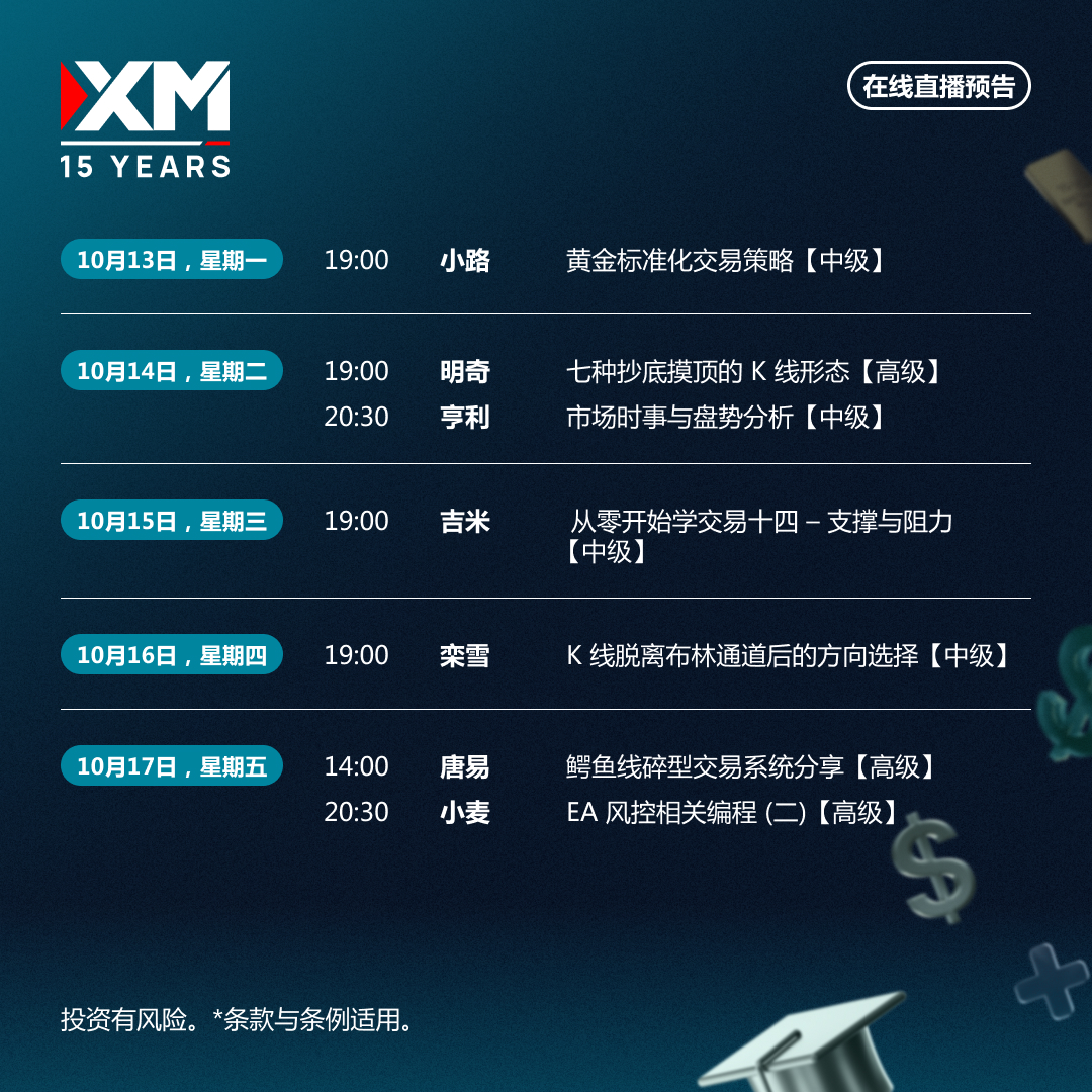 |XM| 中文在线直播讲座，本周预告（10/13-10/17）
